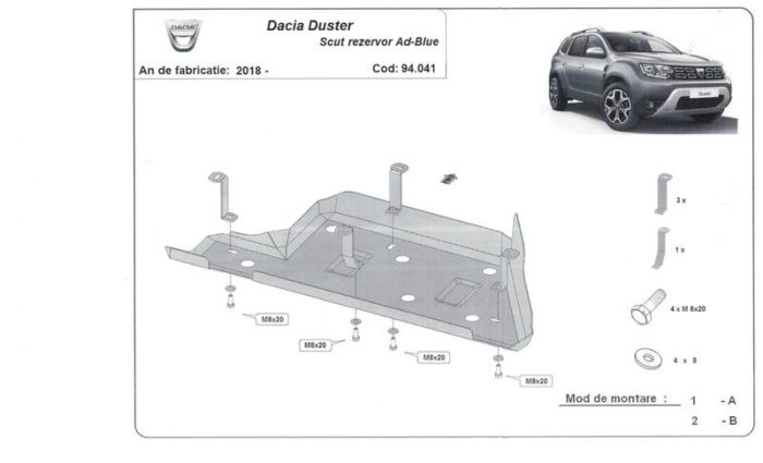 Stahlschutz für Adbluetank Dacia Duster II