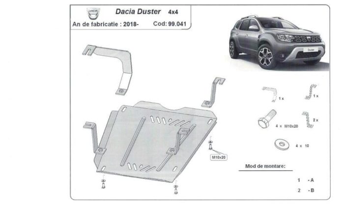 Stahlschutz für Treibstofftank Dacia Duster II 4x4